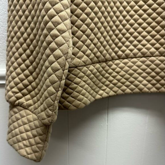 V582 Women’s 2 Way Button Up Cowl Neck or Collared Long Sleeve Sz M Tan Pullover - Picture 12 of 15